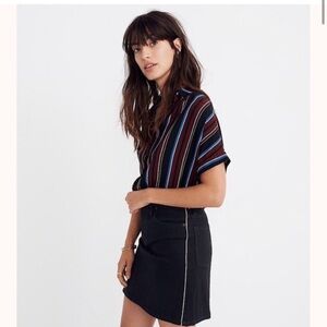 Madewell Stretch Denim Straight Mini Skirt Gold Piping Size 28